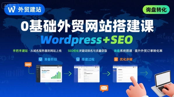 WordPress外贸建站+SEO优化课程，手把手教你从0到1搭建可获得询盘的外贸网站-卿云社