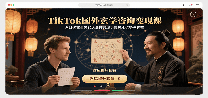 TikTok国外玄学咨询变现课，含财运事业等12大命理领域，融风水运势与运营-卿云社