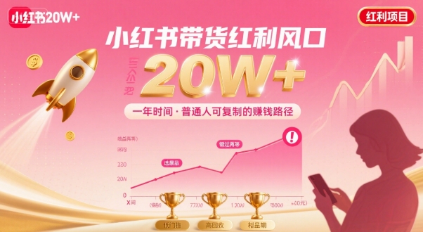 一年时间靠小红书带货项目年入20w+，最不能错的大红利项目-卿云社