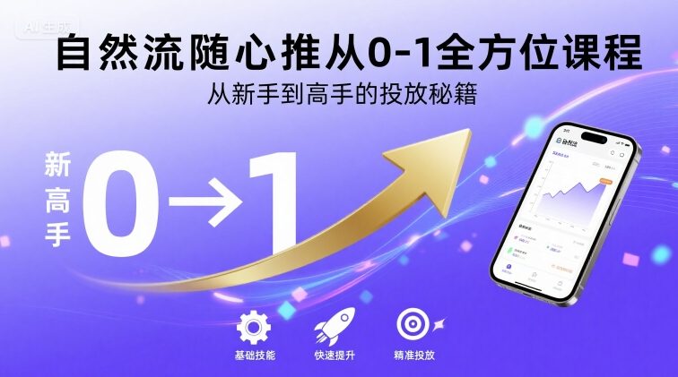自然流随心推从0-1全方位课程，从新手到高手的投放秘籍-卿云社
