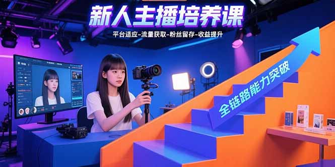 新人主播培养课：平台适应-流量获取-粉丝留存-收益提升 全链路能力突破-卿云社