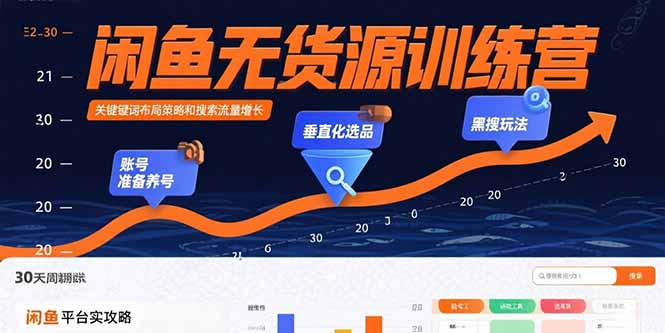 闲鱼无货源训练营：账号准备养号/垂直化选品/黑搜玩法，0基础30天盈利指南-卿云社