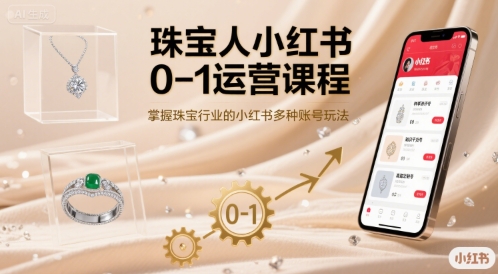 珠宝人小红书0-1运营课程，掌握珠宝行业的小红书多种账号玩法-卿云社