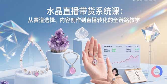 水晶直播带货系统课：从赛道选择、内容创作到直播转化的全链路教学-卿云社