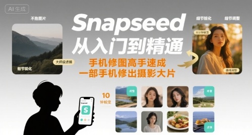 Snapseed从入门到精通，手机修图高手速成，一部手机就能修出摄影大片-卿云社