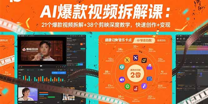 AI爆款视频拆解课：21个爆款视频拆解+38个剪映深度教学，快速创作+变现-卿云社