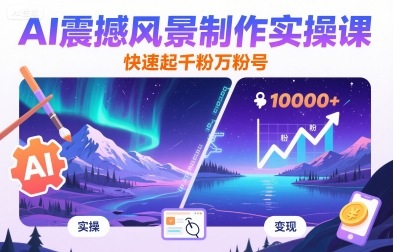 AI震撼风景制作实操课，快速起千粉万粉号-卿云社