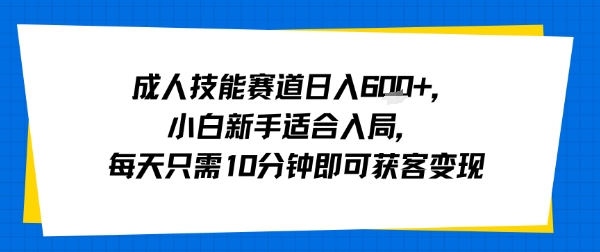 成人技能赛道日入多张，小白新手适合入局，每天只需10分钟即可获客变现-卿云社
