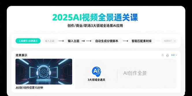 2025AI视频全景通关课：涵盖创作/商业/职场3大领域  掌握AI全场景应用-卿云社