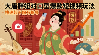 大唐胖妞对口型爆款短视频玩法，快速起千粉万粉号-卿云社