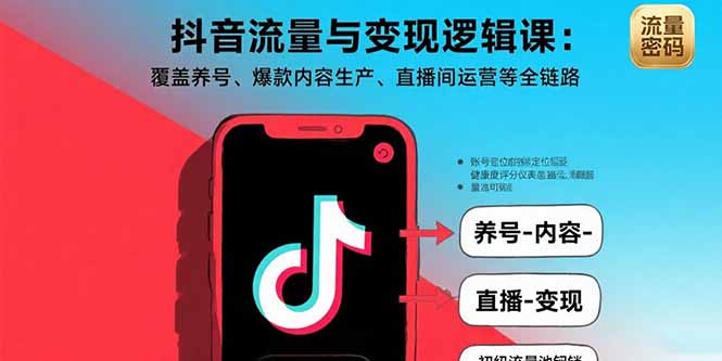 抖音流量与变现逻辑课：覆盖养号、爆款内容生产、直播间运营等全链路-卿云社