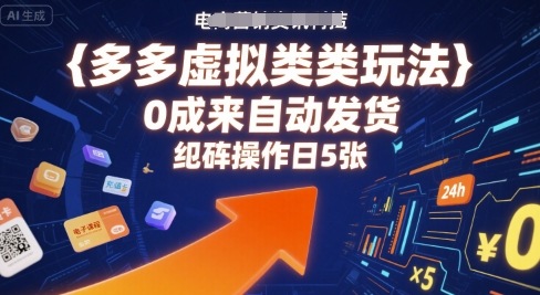 多多虚拟类目玩法，0成本全自动发货，矩阵操作日5张-卿云社