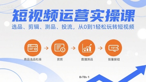 短视频运营实操课，选品、剪辑、测品、投流，从0到1轻松玩转短视频-卿云社