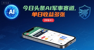 今日头条AI军事赛道，单日收益多张 ，手机可做【附指令】-卿云社