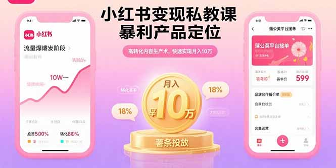 小红书变现私教课，暴利产品定位，高转化内容生产术，快速实现月入10万-卿云社