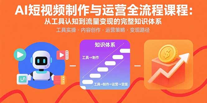 AI短视频制作与运营全流程课程：从工具认知到流量变现的完整知识体系-卿云社