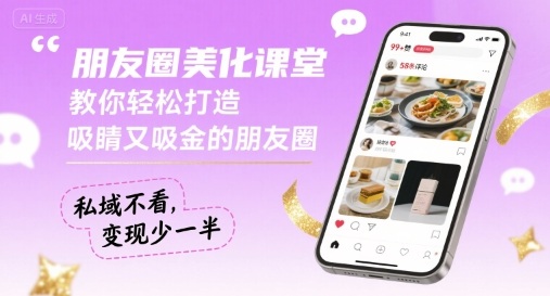 朋友圈美化课堂，教你轻松打造，吸睛又吸金的朋友圈，私域不看，变现少一半-卿云社