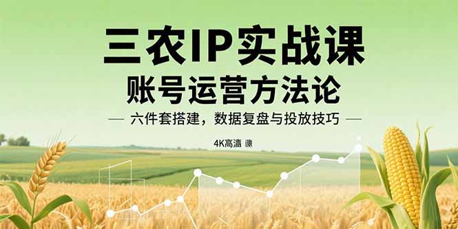 三农IP实战课：账号运营方法论，六件套搭建，数据复盘与投放技巧-卿云社