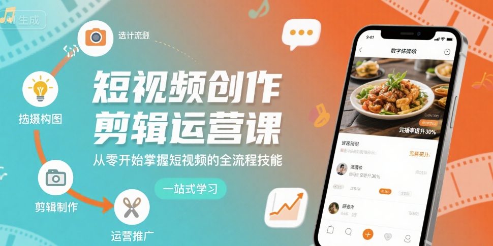 短视频创作剪辑运营课，从零开始掌握短视频的全流程技能-卿云社