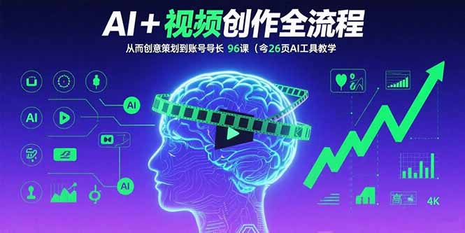 AI+短视频创作全流程：从创意策划到账号增长，96节课(含26项AI工具教学-卿云社