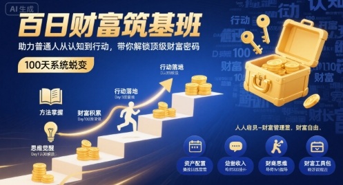 百日财富筑基班，助力普通人从认知到行动，带你解锁顶级财富密码-卿云社