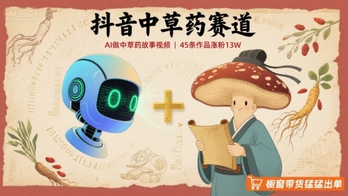 抖音中草药赛道，用AI做中草药故事视频，45条作品涨粉13W，橱窗带货猛猛出单-卿云社