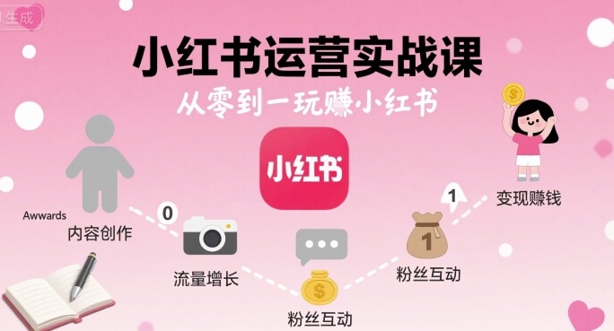 小红书运营实战课，从零到一玩賺小红书-卿云社