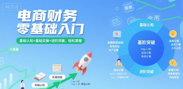电商财务零基础入门，基础认知+基础实操+进阶突破，轻松掌握-卿云社