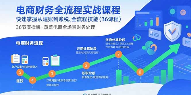 电商财务全流程实战课程：快速掌握从建账到报税的全流程技能(36节课-卿云社