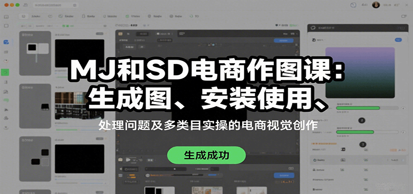 MJ和SD电商作图课：生成图、安装使用、处理问题及多类目实操的电商视觉创作-卿云社