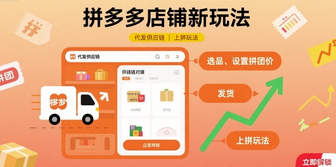 拼多多店铺新玩法，代发供应链上拼玩法-卿云社