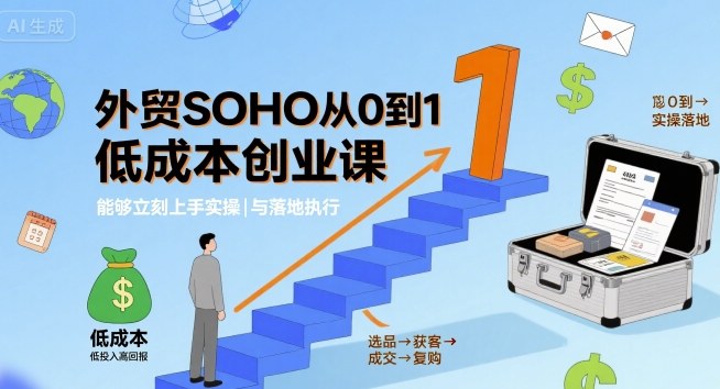 外贸SOHO从0到1低成本创业课，能够立刻上手实操与落地执行-卿云社