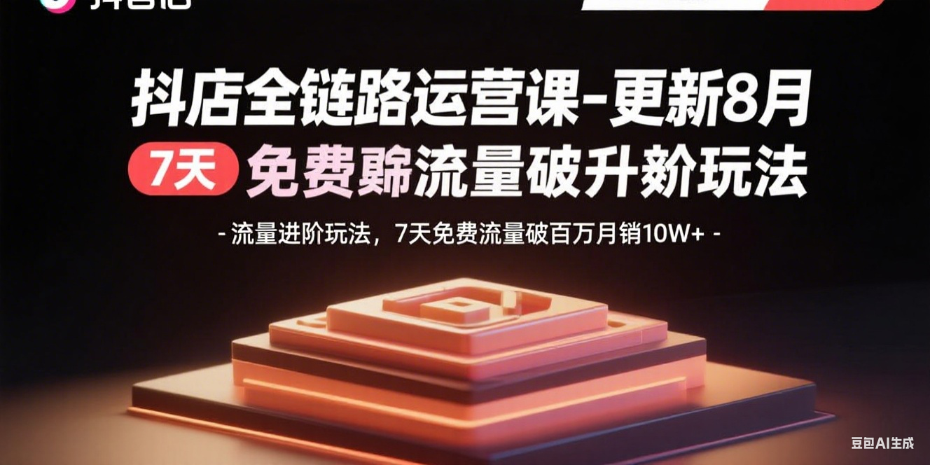 抖店全链路运营课-更新8月：流量进阶玩法，7天免费流量破百万月销10W+-卿云社