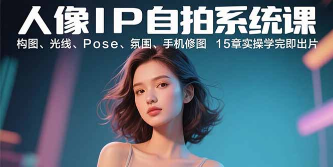 人像IP自拍系统课：构图、光线、Pose、氛围、手机修图 15章实操学完即出片-卿云社