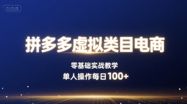 拼多多虚拟类目电商，零基础实战教学，单人操作每日100+-卿云社