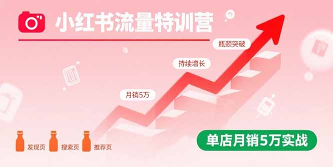 小红书流量特训营：突破流量瓶颈，实现店铺持续增长，单店月销5万实战-卿云社