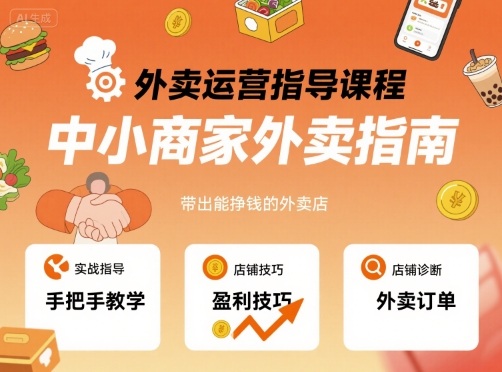 外卖运营指导课程，中小商家外卖指南，手把手带出能挣钱的外卖店-卿云社