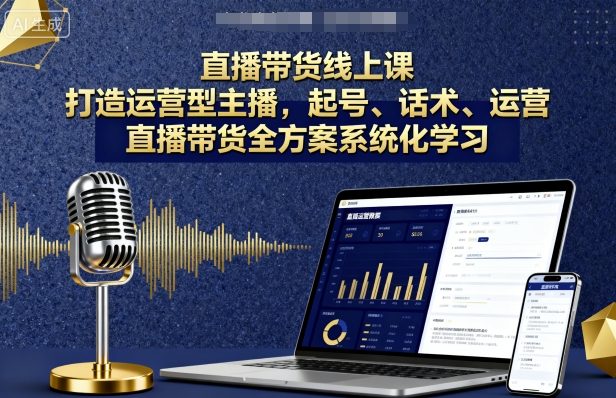 直播带货线上课，打造运营型主播，起号、话术、运营，直播带货全方案系统化学习-卿云社