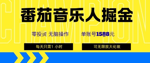 番茄音乐人掘金，单账号最高可撸1k+，可无限矩阵去做，零投入-卿云社
