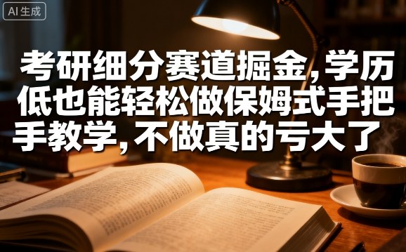 考研细分赛道掘金，日入1k+，学历低也能轻松做保姆式手把手教学，不做真的亏大了【揭秘】-卿云社