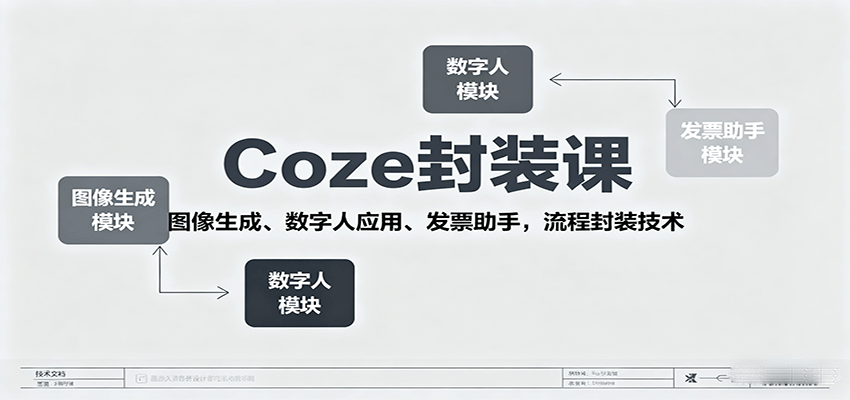 Coze封装课，图像生成、数字人应用、发票助手，流程封装技术-卿云社