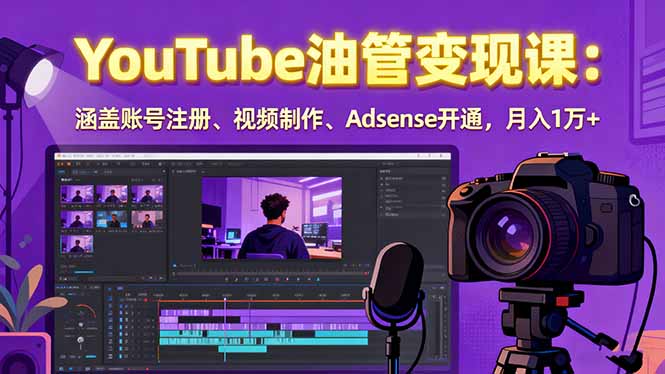 2025YouTube油管变现课：涵盖账号注册、视频制作、Adsense开通，月入1万+-卿云社