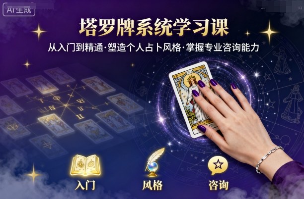 塔罗牌系统学习课，助你从入门到精通，塑造个人占卜风格，掌握专业咨询能力-卿云社