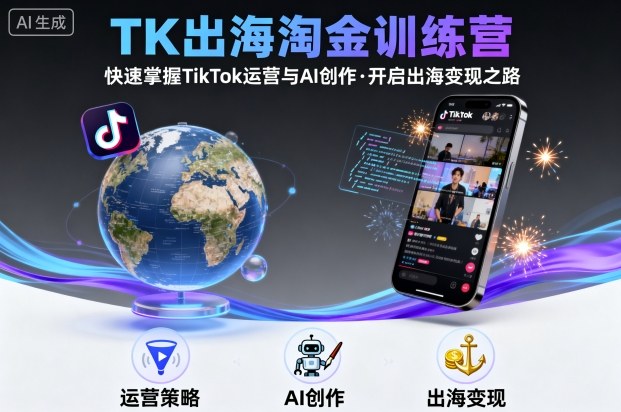 TK出海淘金训练营，助你快速掌握TikTok运营与AI创作，开启出海变现之路-卿云社