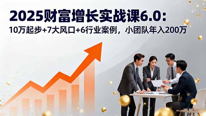 2025财富增长实战课6.0：10万起步+7大风口+6行业案例，小团队年入200万-卿云社