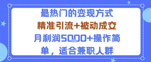 小众赛道玩法：当下最热门的变现方式，精准引流+被动成交月利润5k+操作简单，适合兼职人群-卿云社