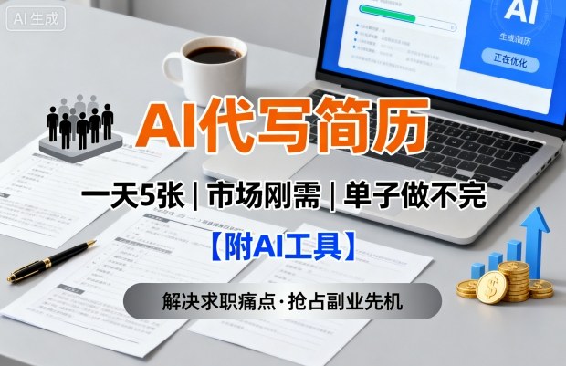 AI代写简历，一天5张，今年找工作难，市场刚需，单子做不完【附AI工具】-卿云社
