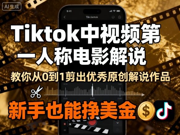 Tiktok中视频第一人称电影解说，教你从0到1剪出一个优秀的原创解说作品，新手也能挣美金-卿云社