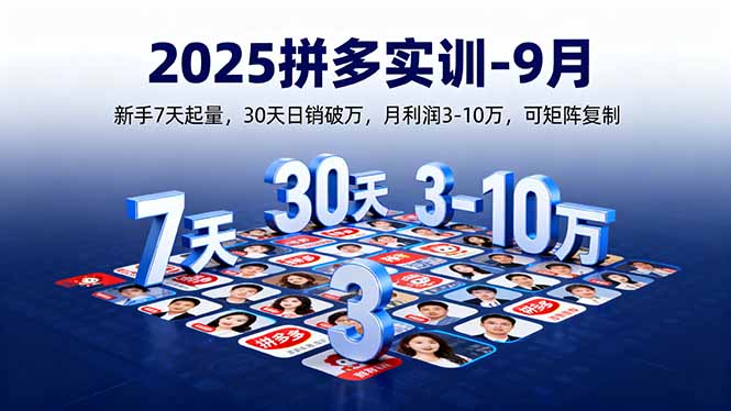 2025拼多多实训-9月：新手7天起量,30天日销破万,月利润3-10万,可矩阵复制-卿云社