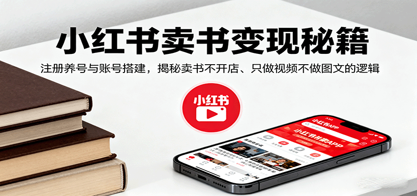 小红书卖书变现秘籍，注册养号与账号搭建，揭秘卖书不开店、只做视频不做图文的逻辑-卿云社